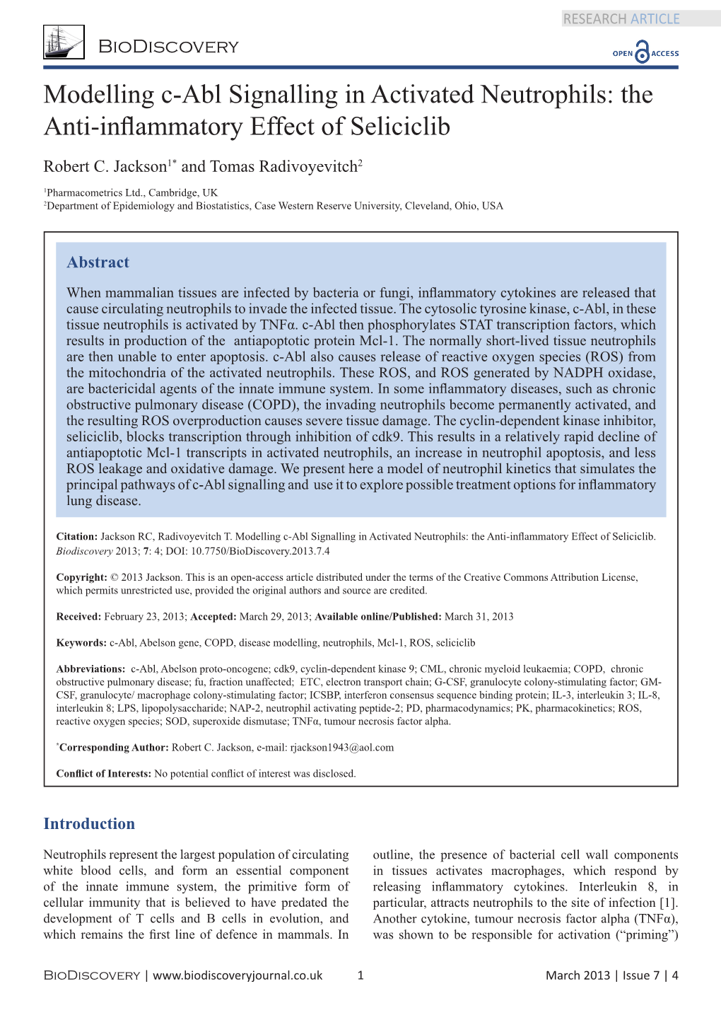 The Anti-Inflammatory Effect of Seliciclib