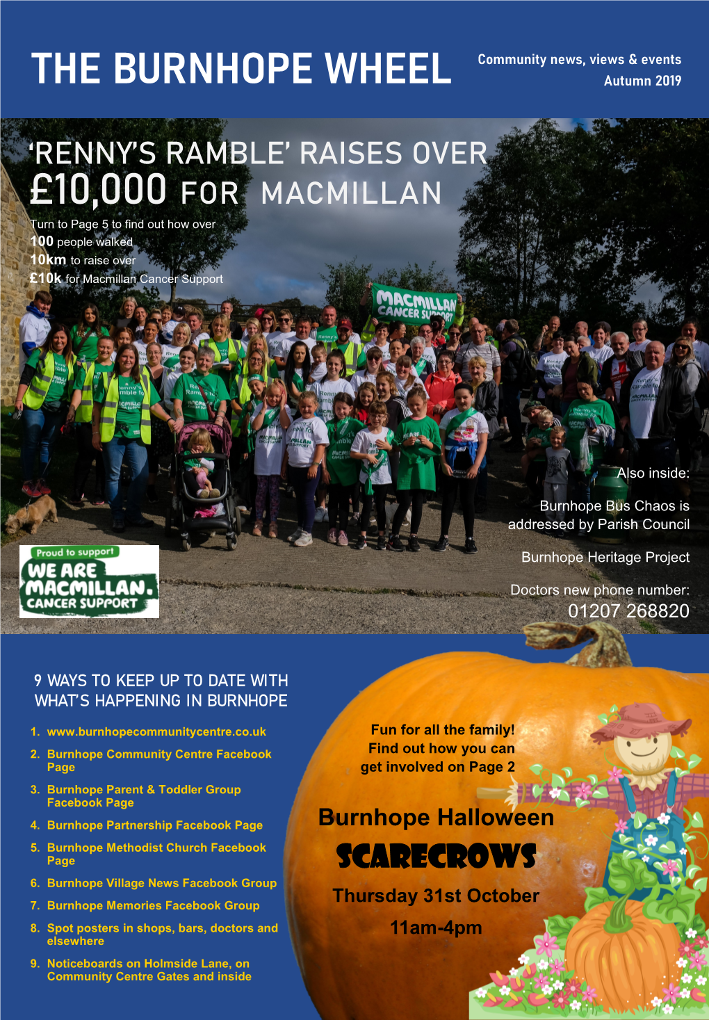 'RENNY's RAMBLE' RAISES OVER £10,000 for MACMILLAN Scarecrows