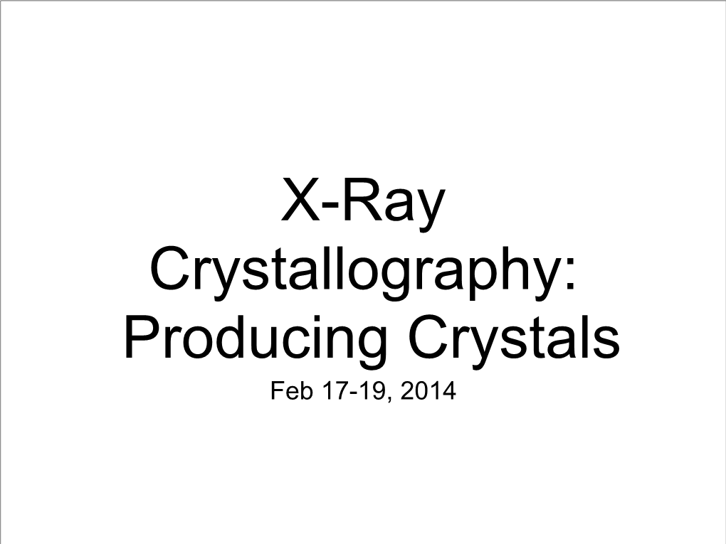 Crystallography I