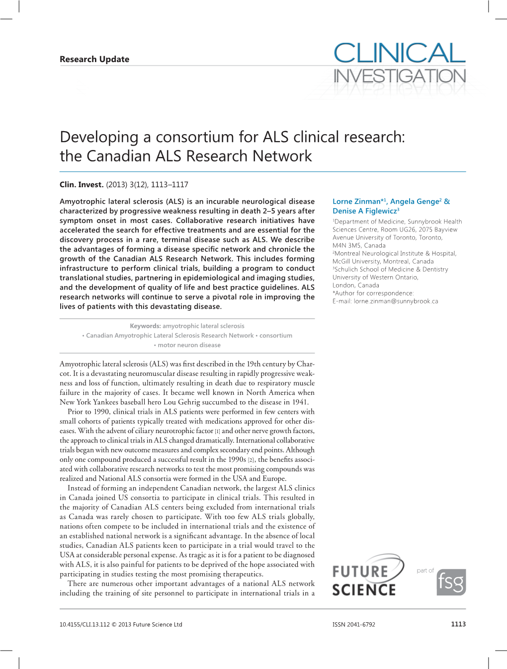 The Canadian ALS Research Network