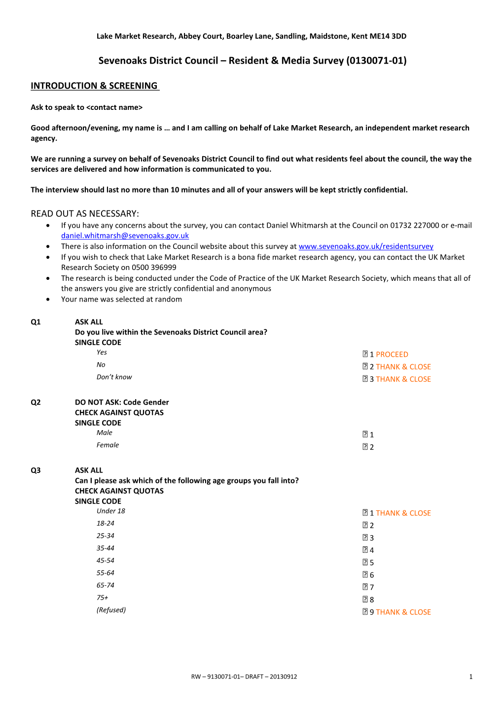 Resident & Media Survey (0130071-01)