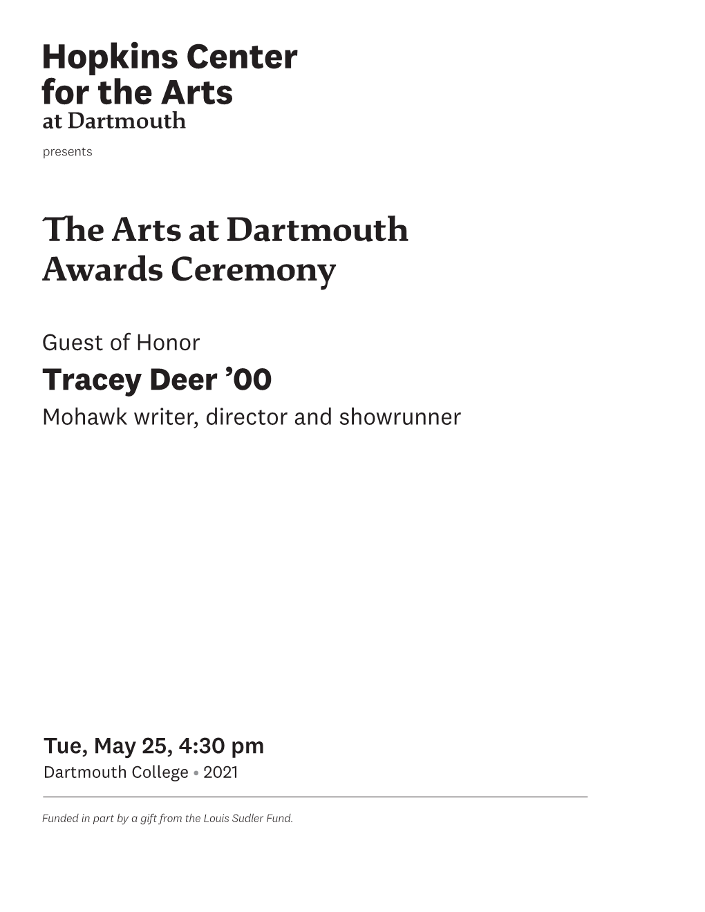 The Arts at Dartmouth Awards Ceremony