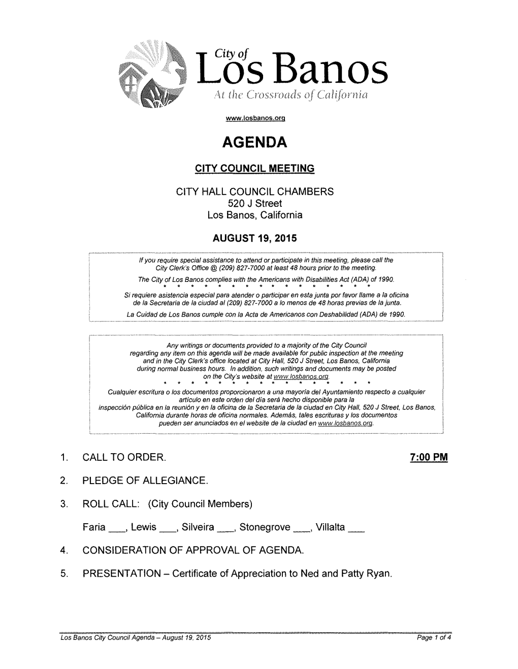 City of Los Banos NOTICE of PUBLIC HEARING