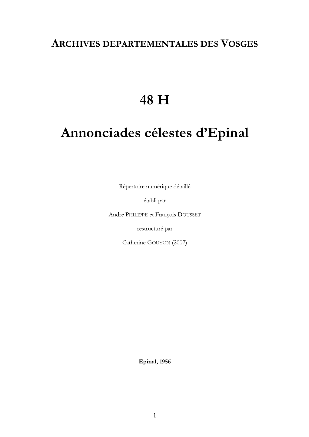 48 H Annonciades Célestes D'epinal