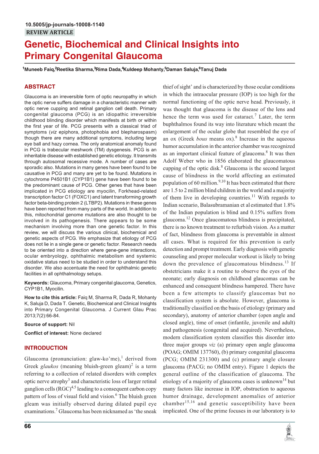 Genetic, Biochemical and Clinical Insights Into Primary Congenital Glaucoma