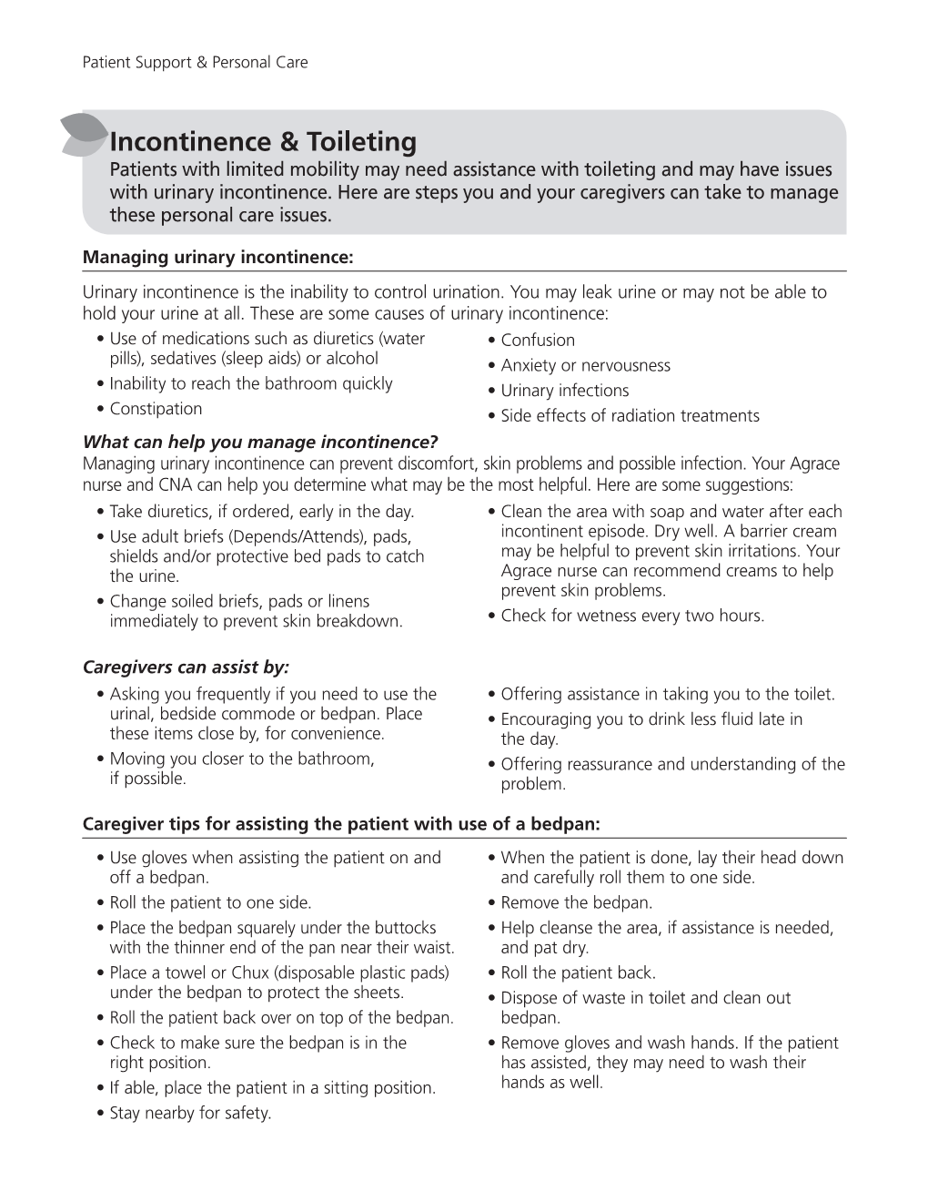 Incontinence & Toileting