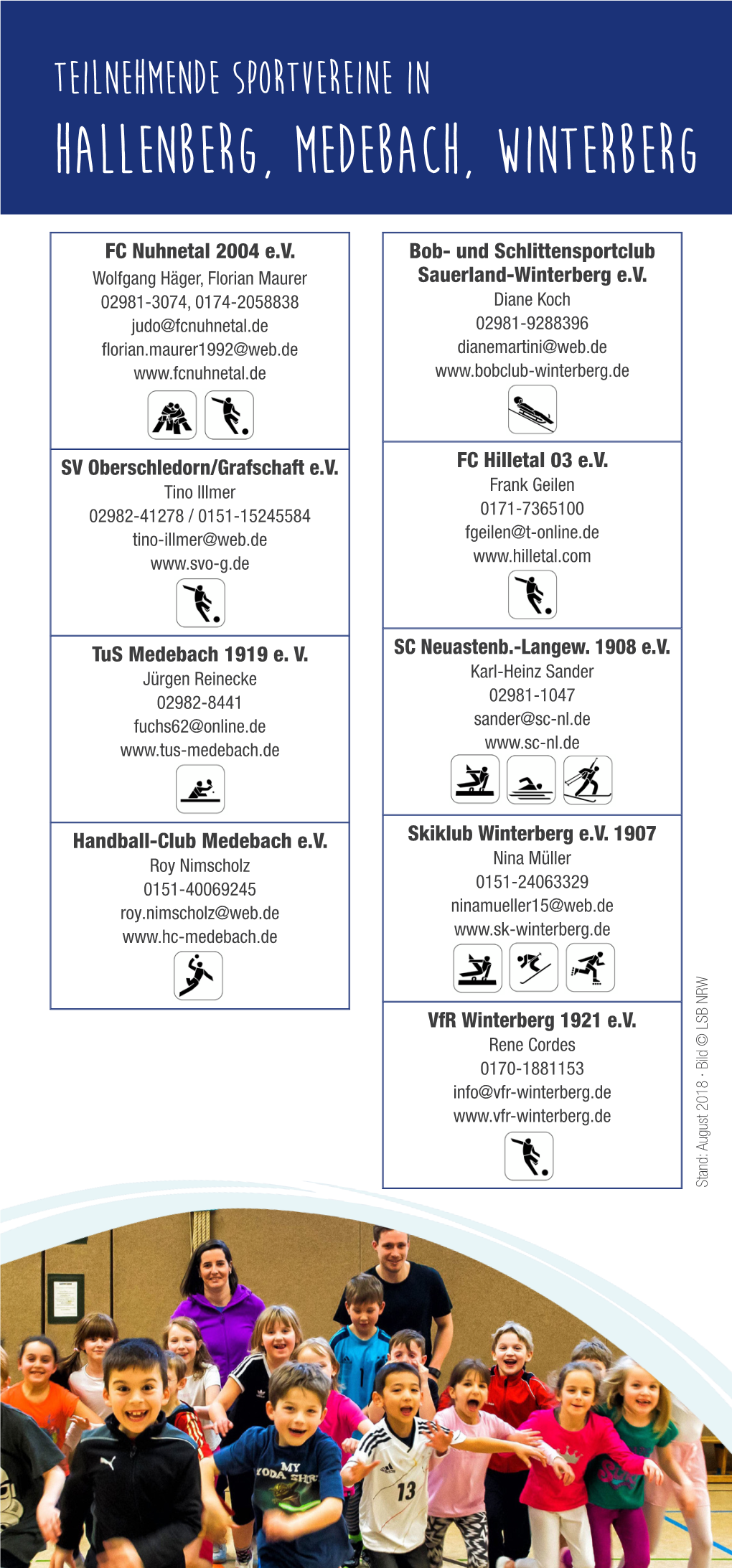 Teilnehmende Sportvereine in Hallenberg, Medebach, Winterberg