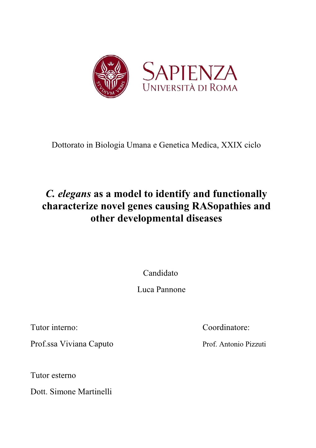 C. Elegans As a Model to Identify and Functionally Characterize Novel Genes Causing Rasopathies and Other Developmental Diseases