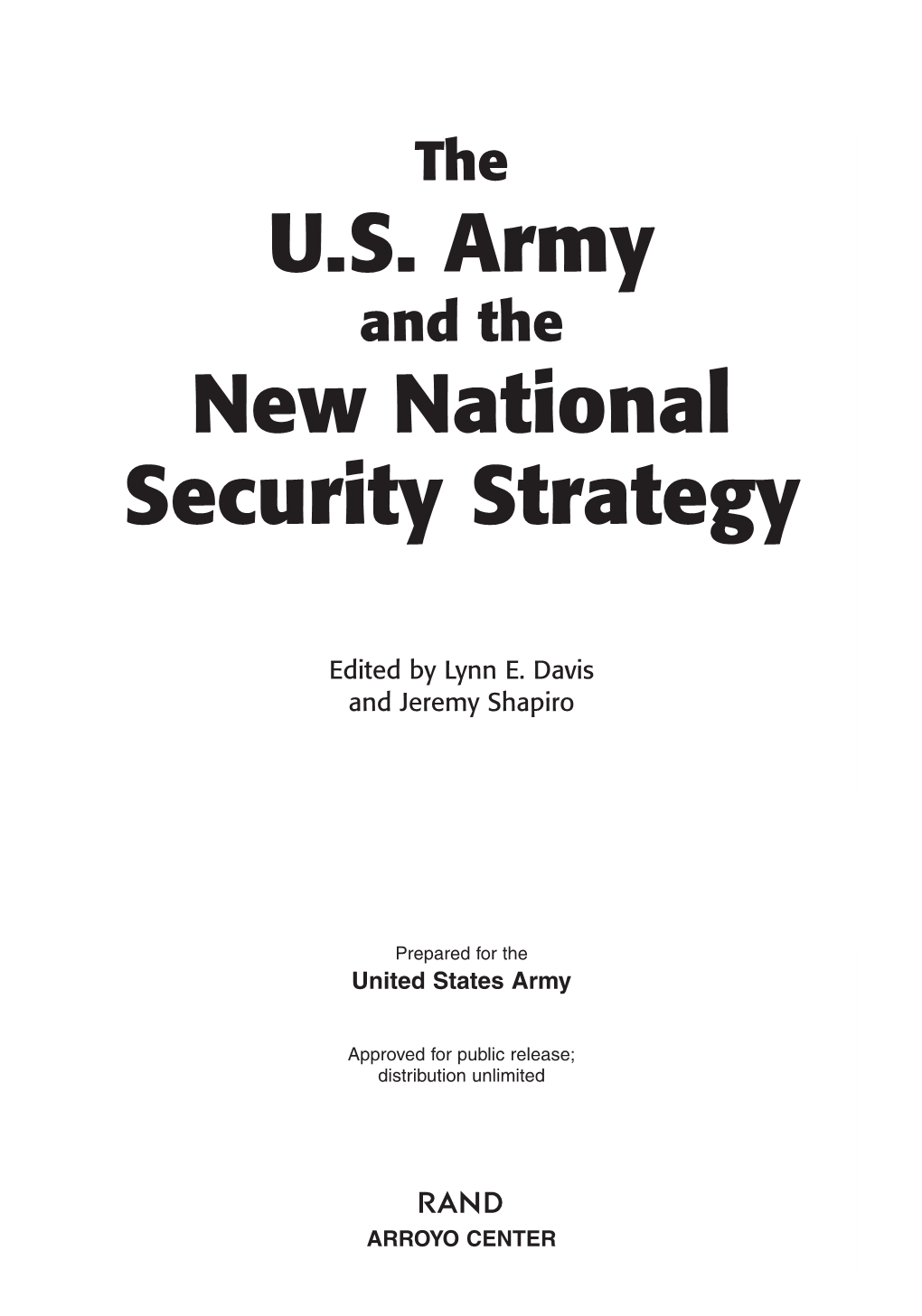 The U.S. Army and the New National Security Strategy