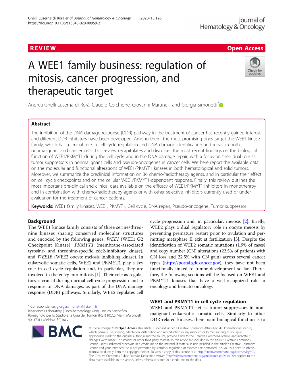A WEE1 Family Business: Regulation of Mitosis, Cancer Progression, and Therapeutic Target