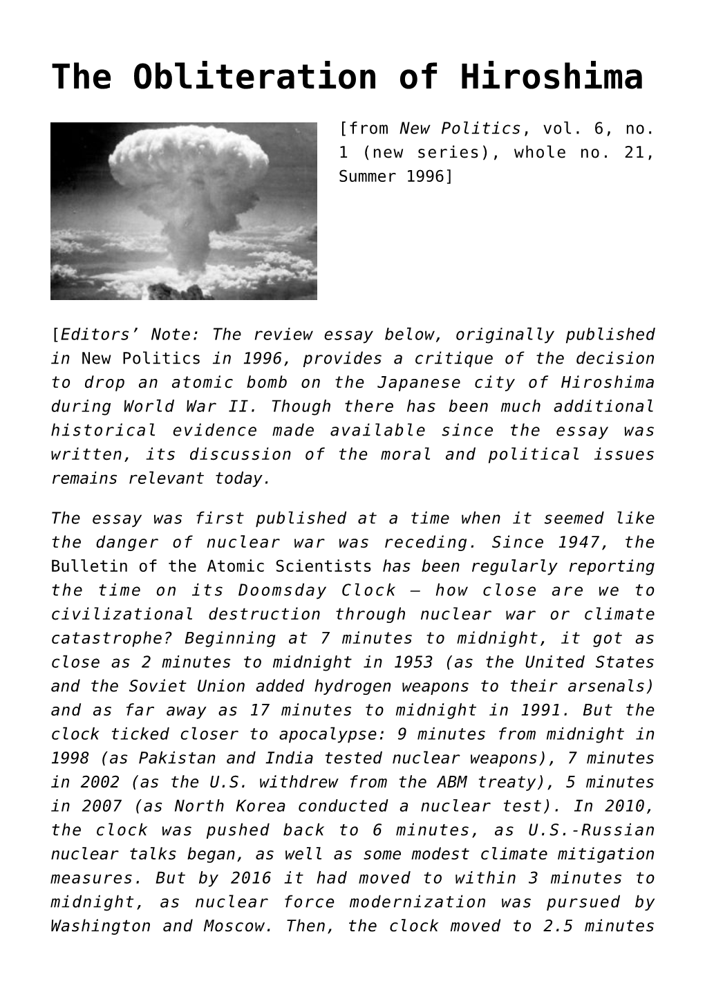 The Obliteration of Hiroshima