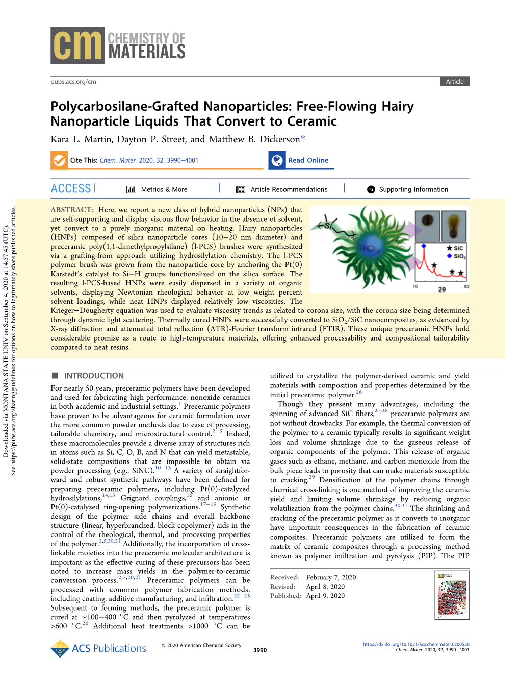 Free-Flowing Hairy Nanoparticle Liquids That Convert to Ceramic Kara L