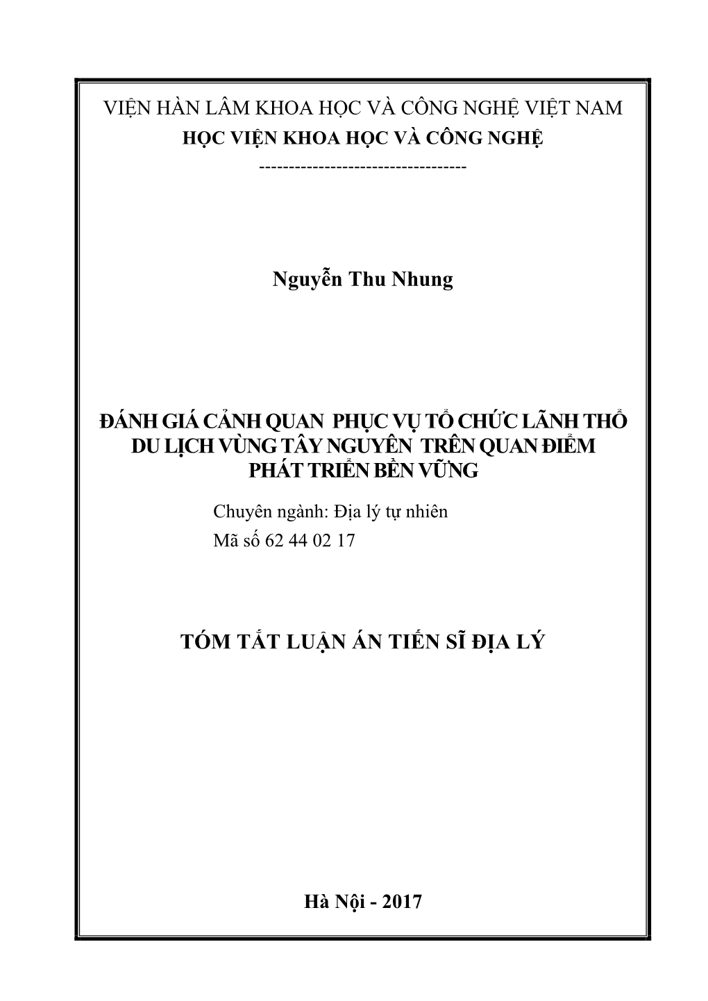 Nguyễn Thu Nhung ĐÁNH GIÁ CẢNH QUAN PHỤC VỤ TỔ CHỨC LÃNH