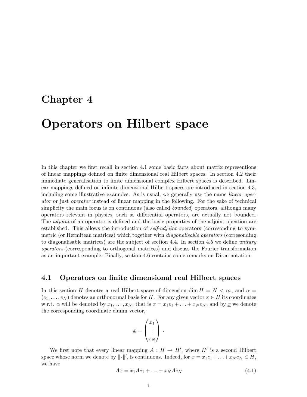 Operators on Hilbert Space