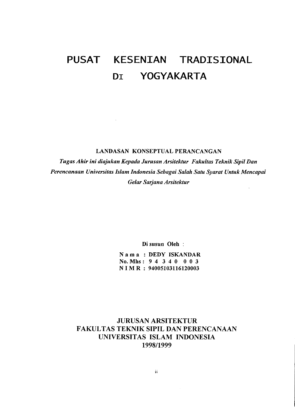 Pusat Kesenian Tradisional Di Yogyakarta