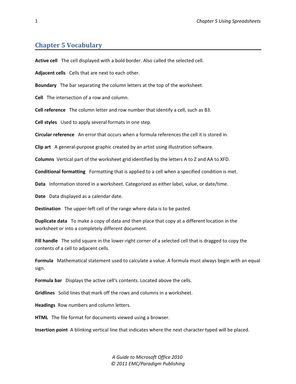 Chapter 5 Vocabulary