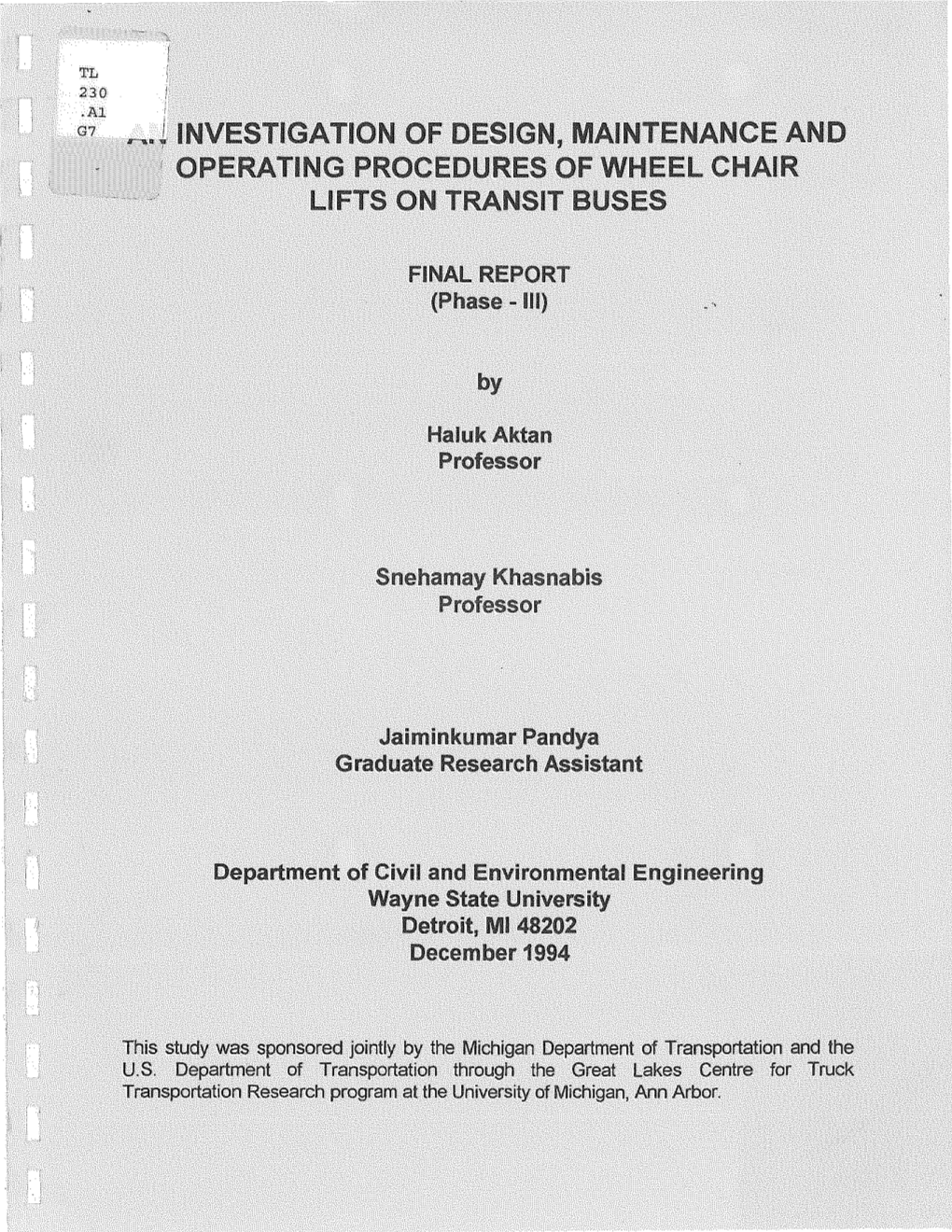 Operating Procedures of Wheel Chair Lifts on Transit Buses