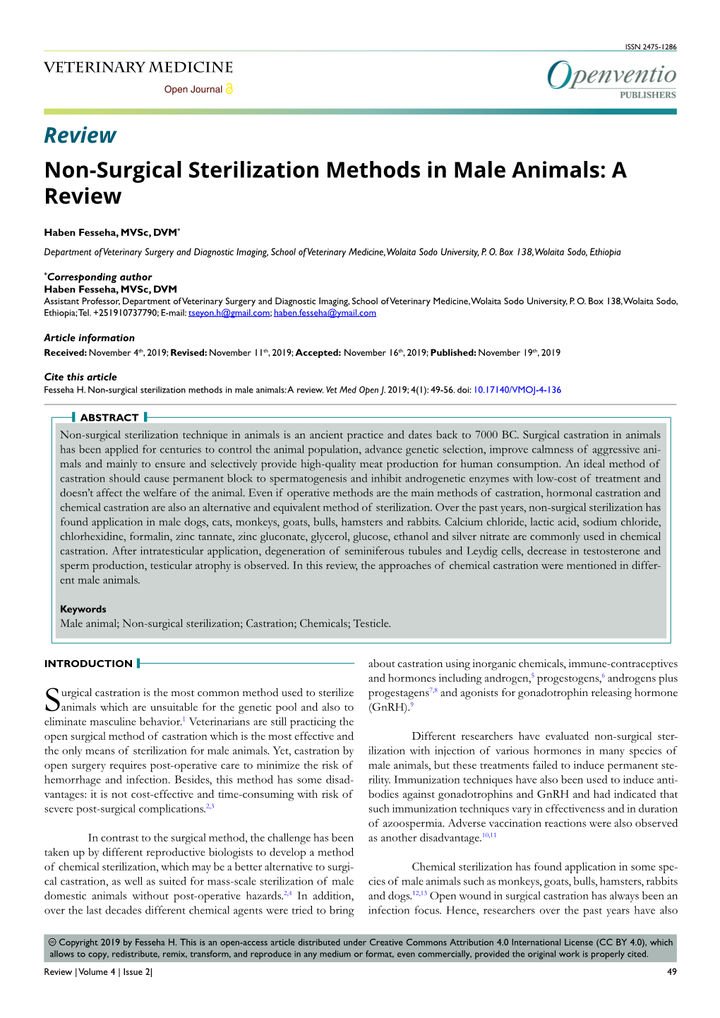 Non-Surgical Sterilization Methods in Male Animals: a Review