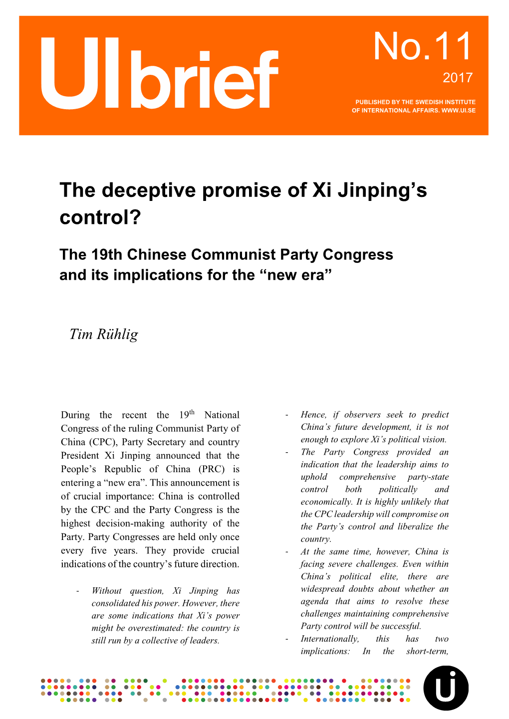 The Deceptive Promise of Xi Jinping's Control?