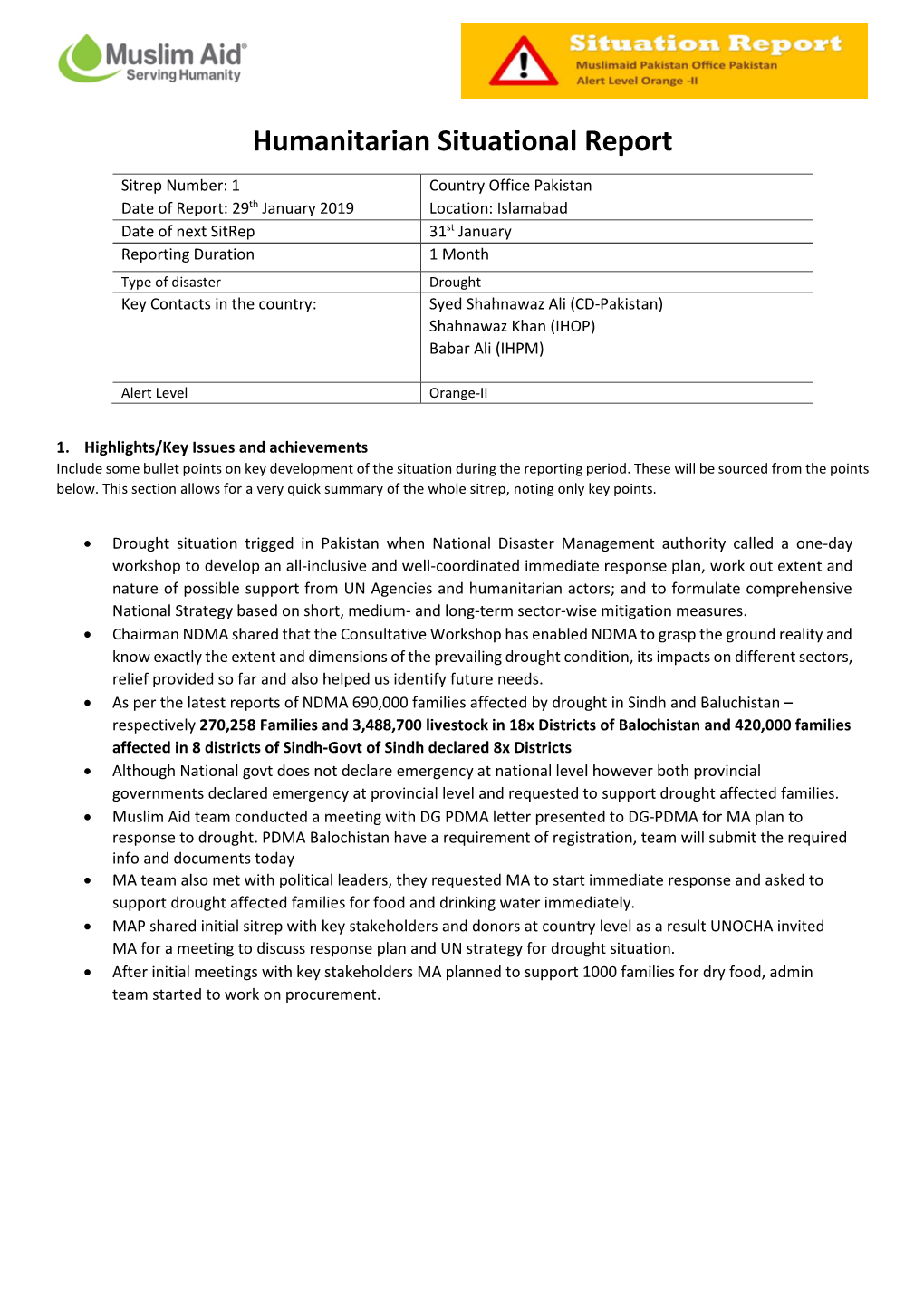 Humanitarian Situational Report