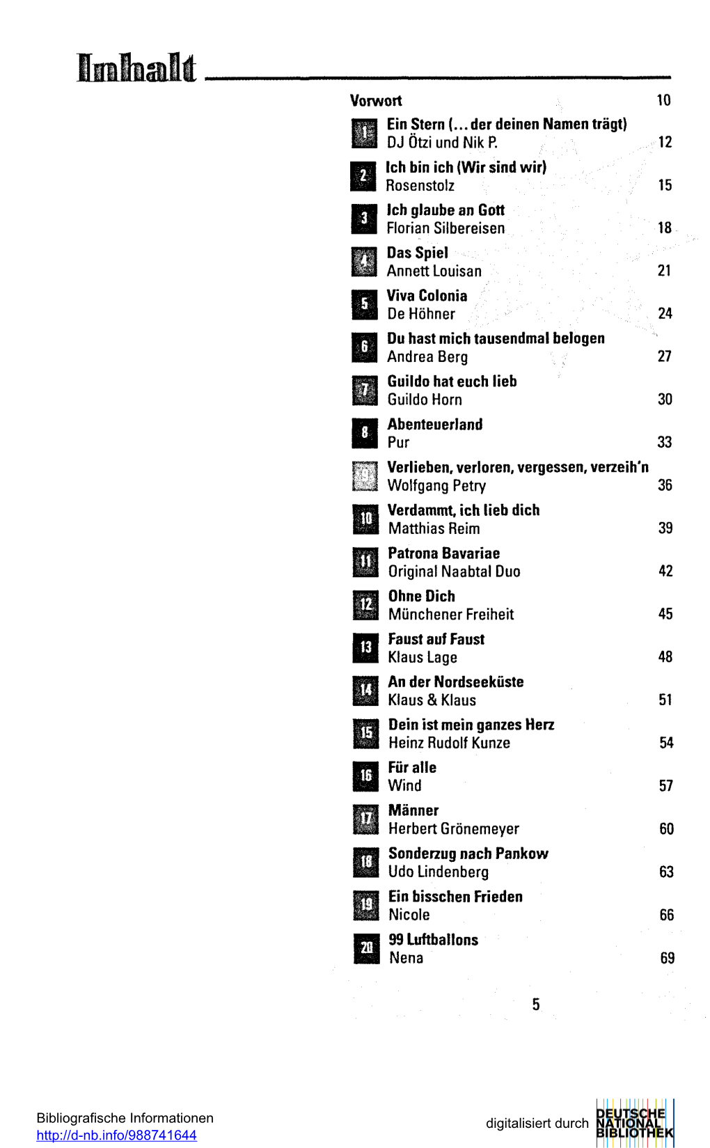 Ü DJ Ötzi Und Nik P. 12 K L Annett Louisan 21 Wind 57