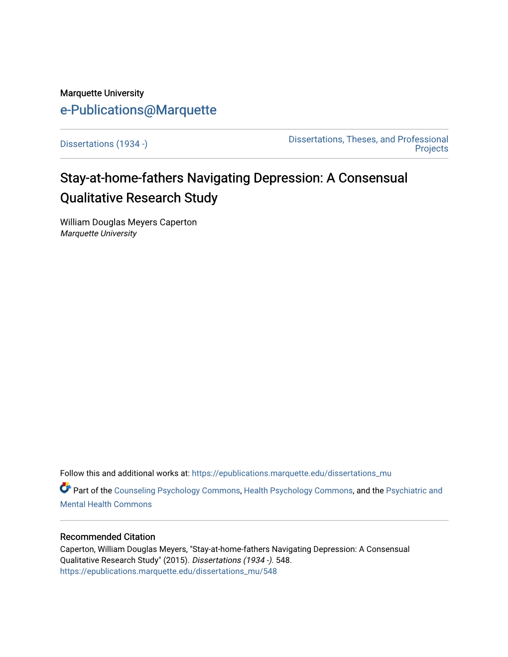 Stay-At-Home-Fathers Navigating Depression: a Consensual Qualitative Research Study