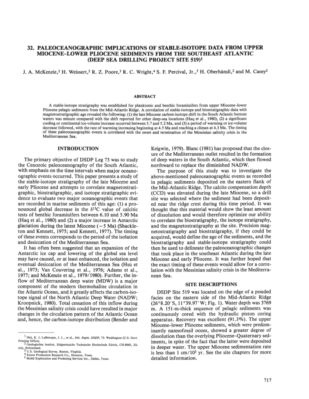 32. Paleoceanographic Implications of Stable