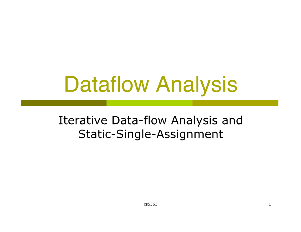 Dataflow Analysis