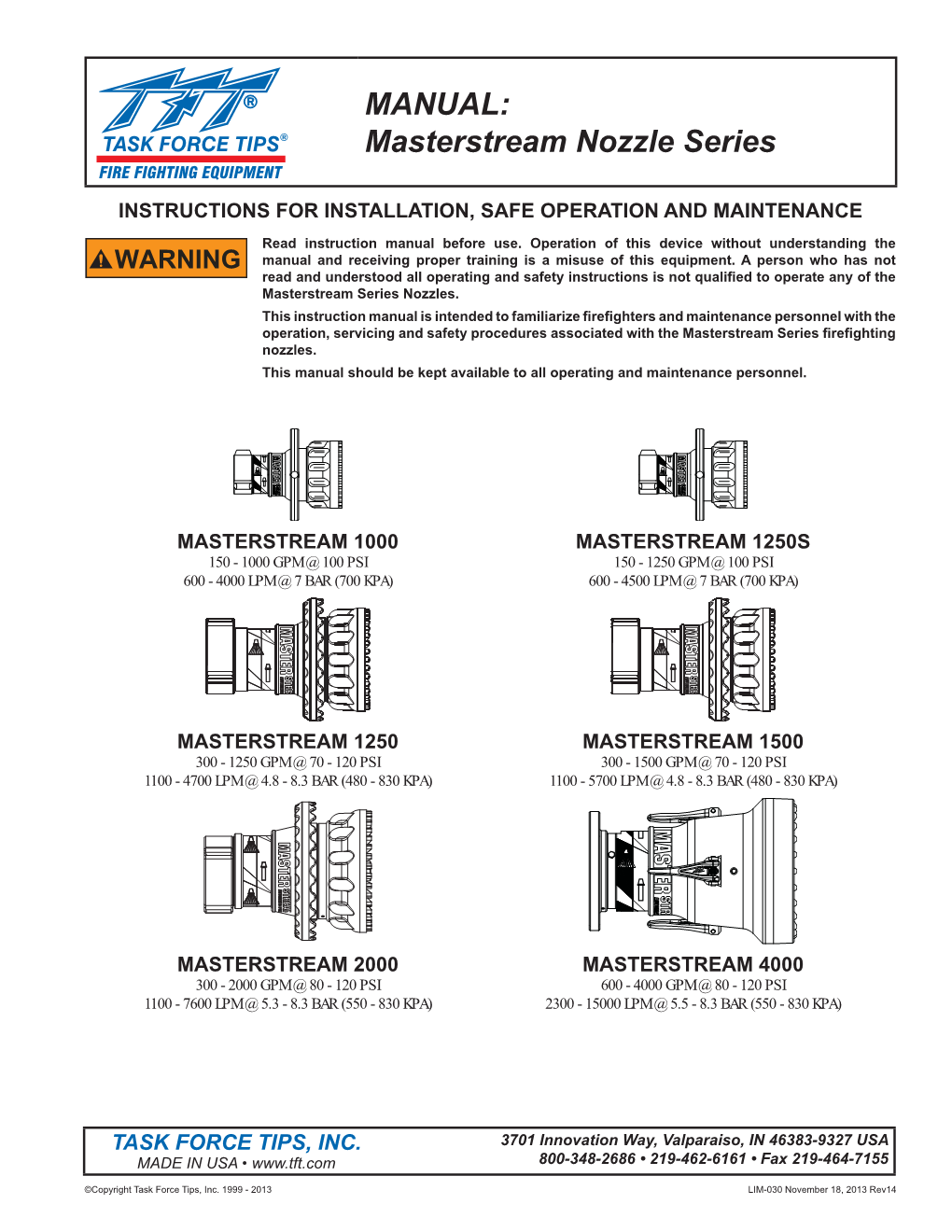 MANUAL: Masterstream Nozzle Series