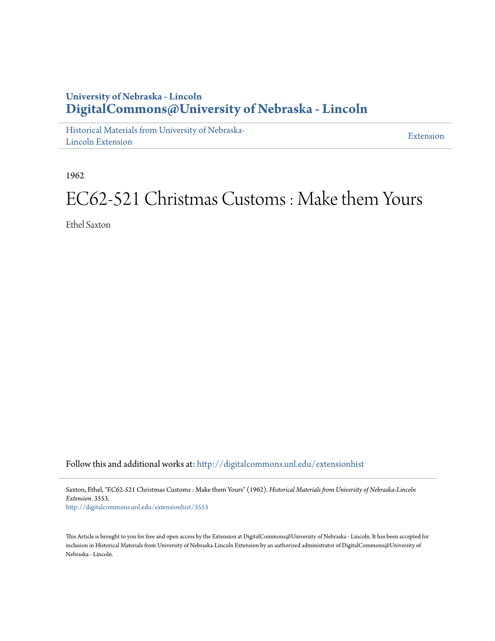 EC62-521 Christmas Customs: Make Them Yours