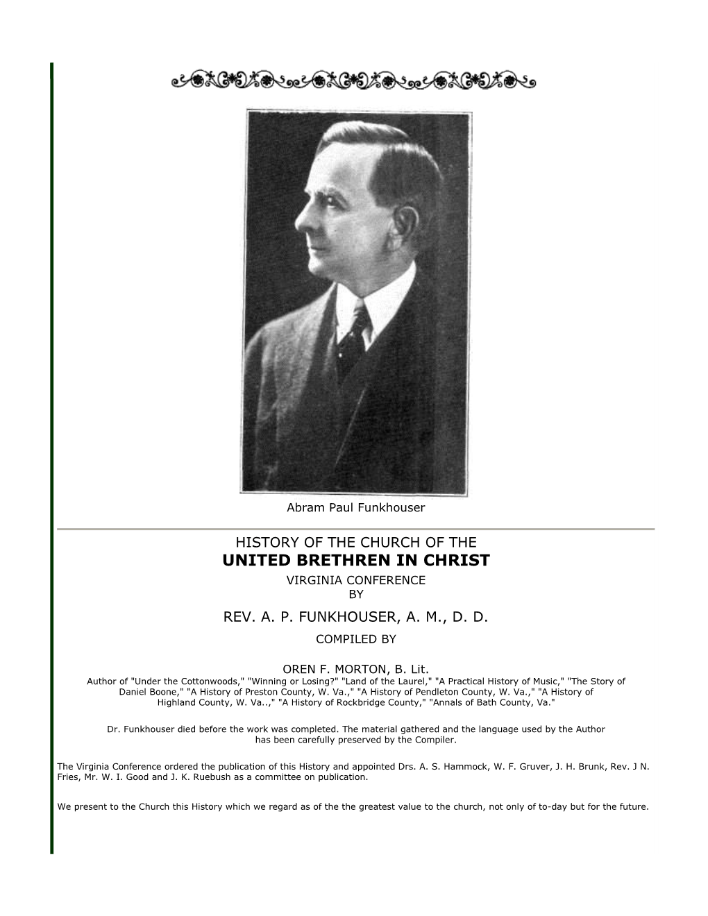 History of the Church of the United Brethren in Christ, Virginia Conference by A