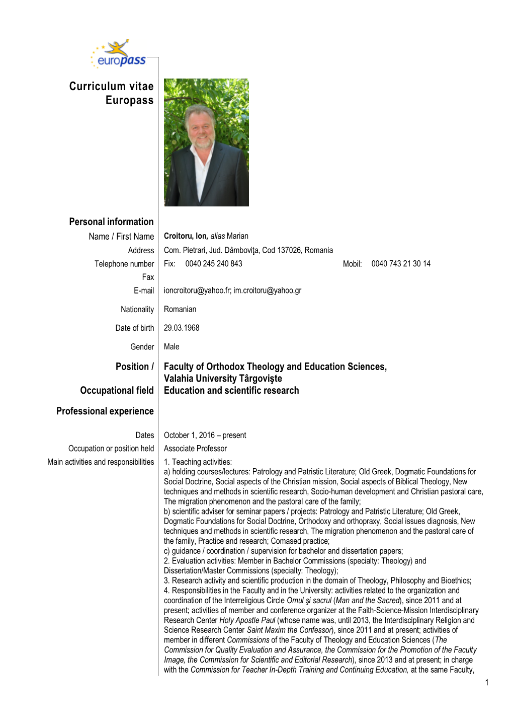 Curriculum Vitae Europass