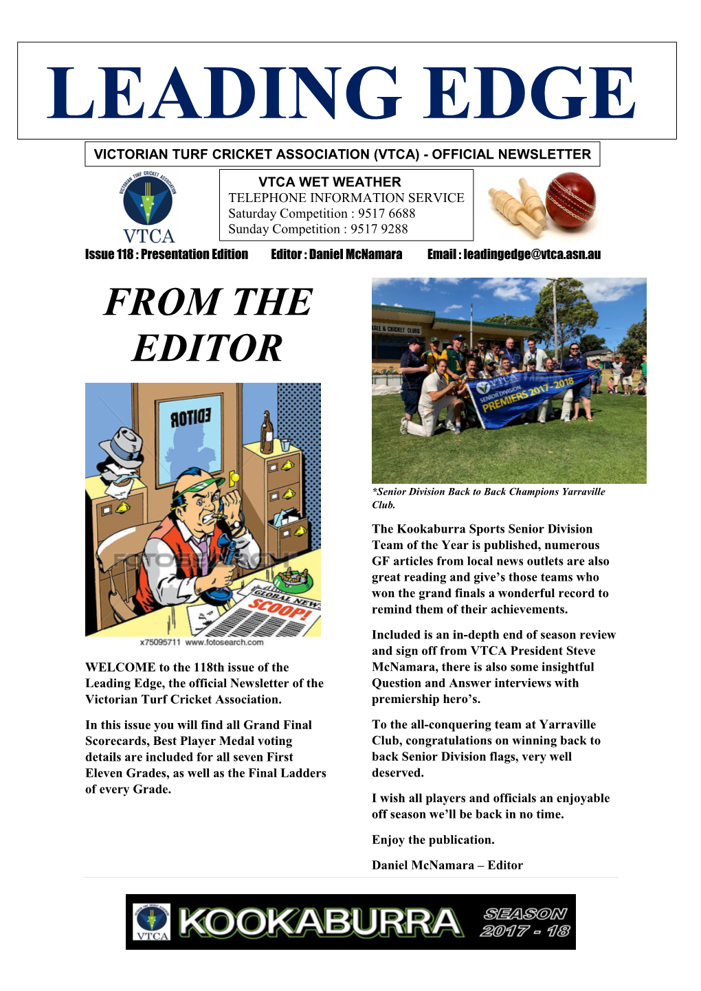 Leading Edge Victorian Turf Cricket Association (Vtca) - Official Newsletter