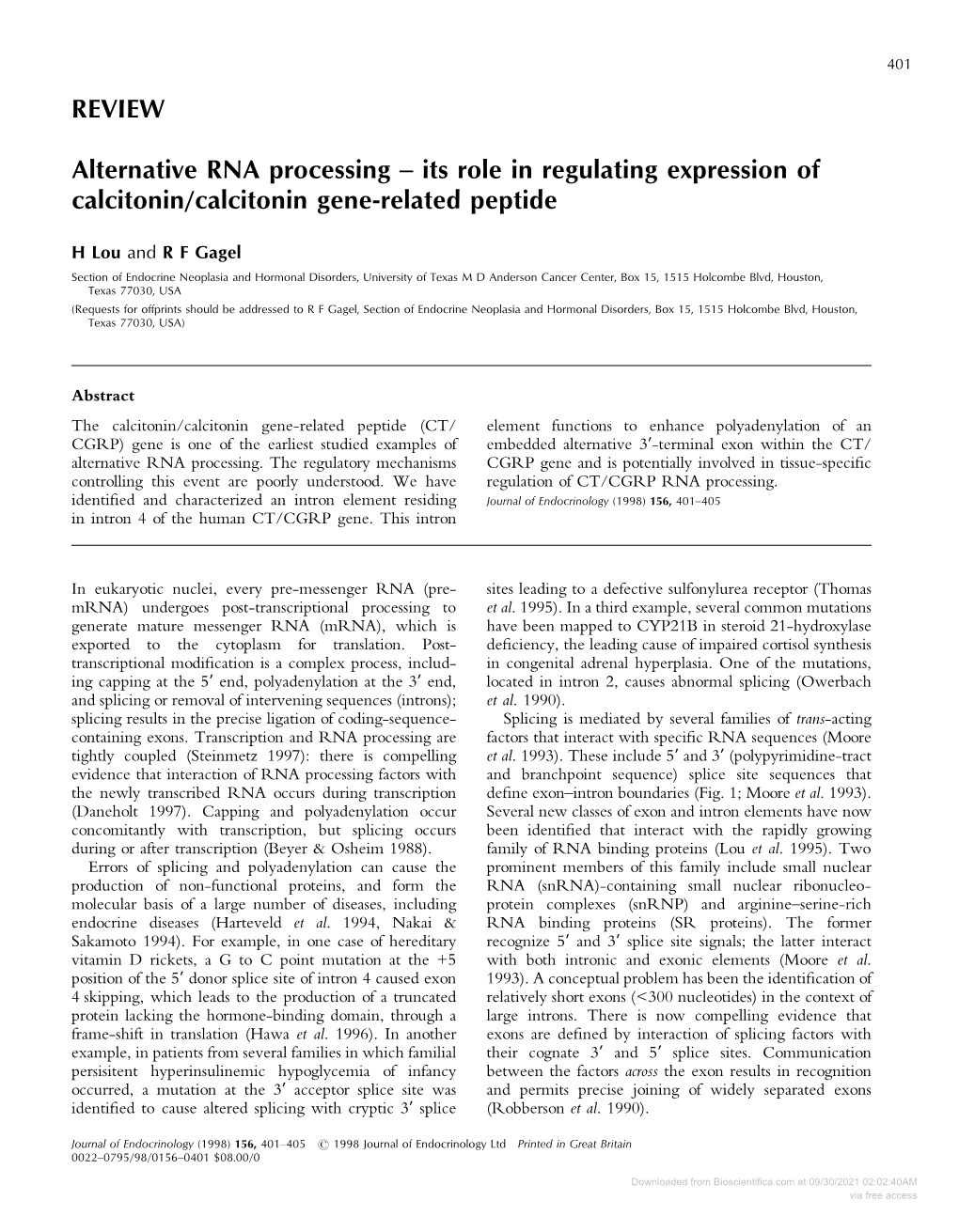 REVIEW Alternative RNA Processing
