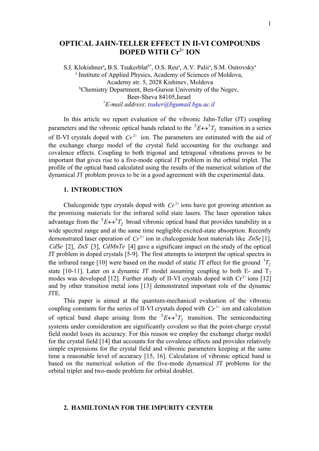 Optical Jahn-Teller Effect in Ii-Vi Compounds