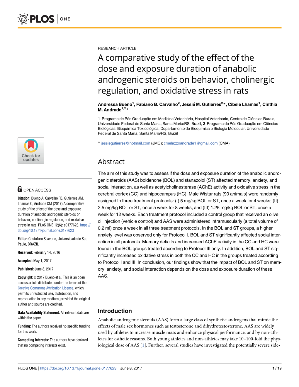 A Comparative Study of the Effect of the Dose and Exposure Duration of Anabolic Androgenic Steroids on Behavior, Cholinergic Regulation, and Oxidative Stress in Rats