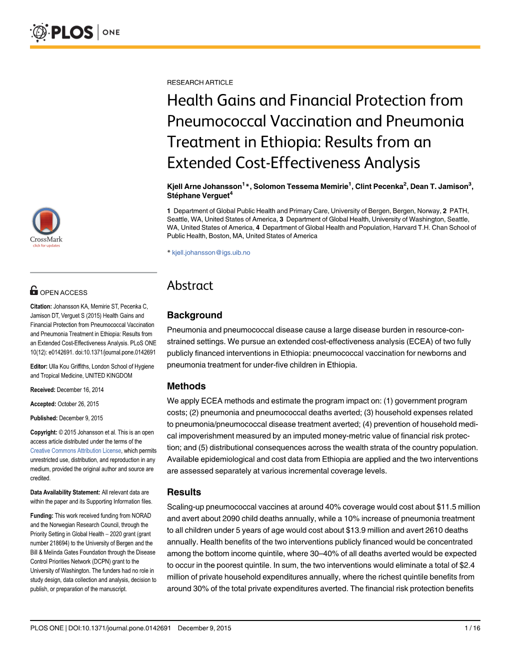 Health Gains and Financial Protection from Pneumococcal Vaccination and Pneumonia Treatment in Ethiopia: Results from an Extended Cost-Effectiveness Analysis