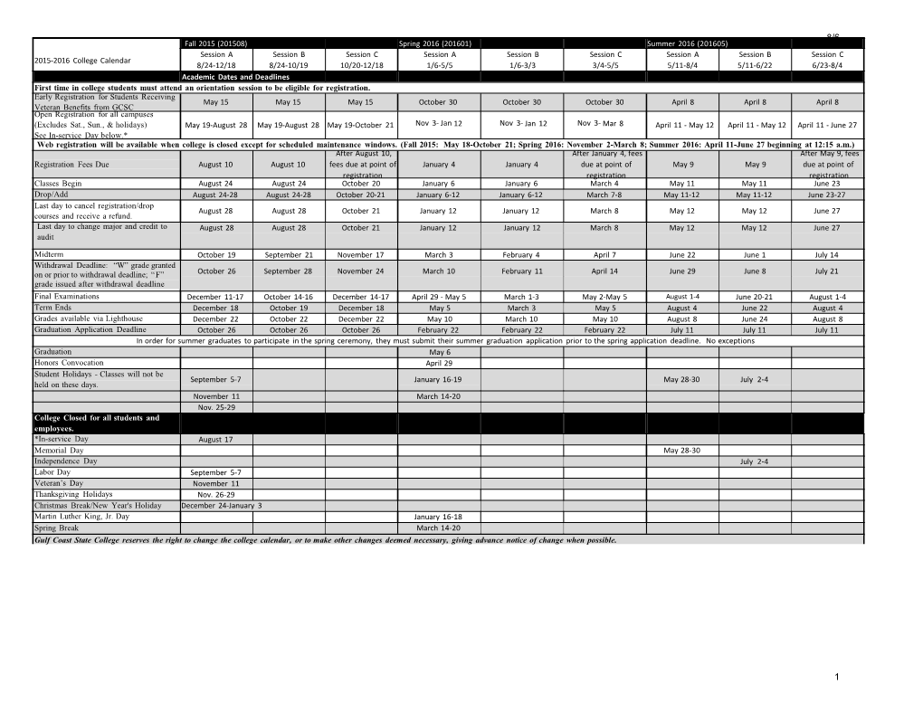 2015-16 Academic Calendar