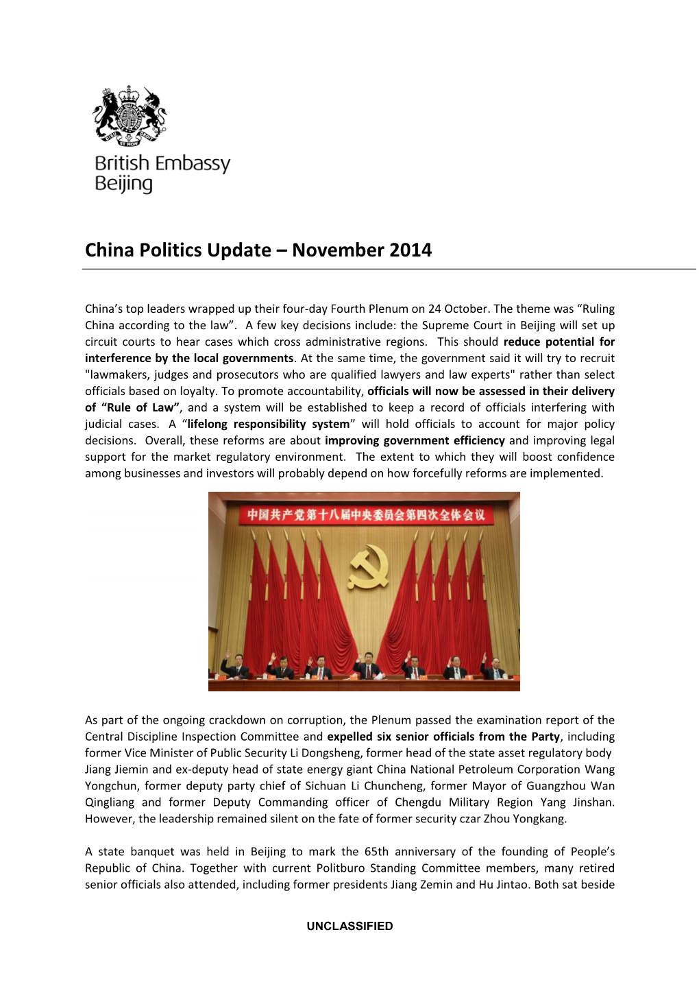 China Politics Update – November 2014