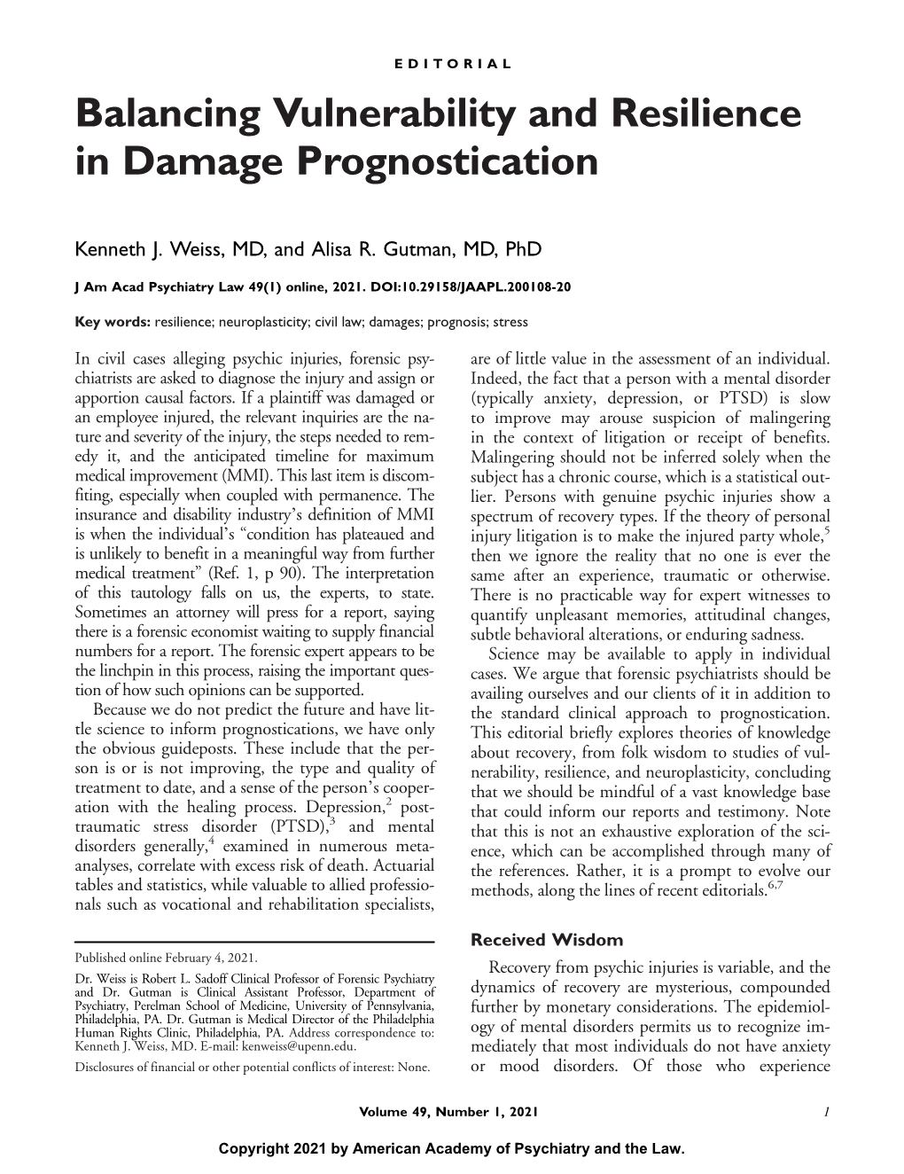 Balancing Vulnerability and Resilience in Damage Prognostication
