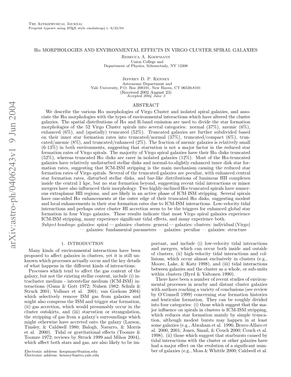 Halpha Morphologies and Environmental Effects in Virgo