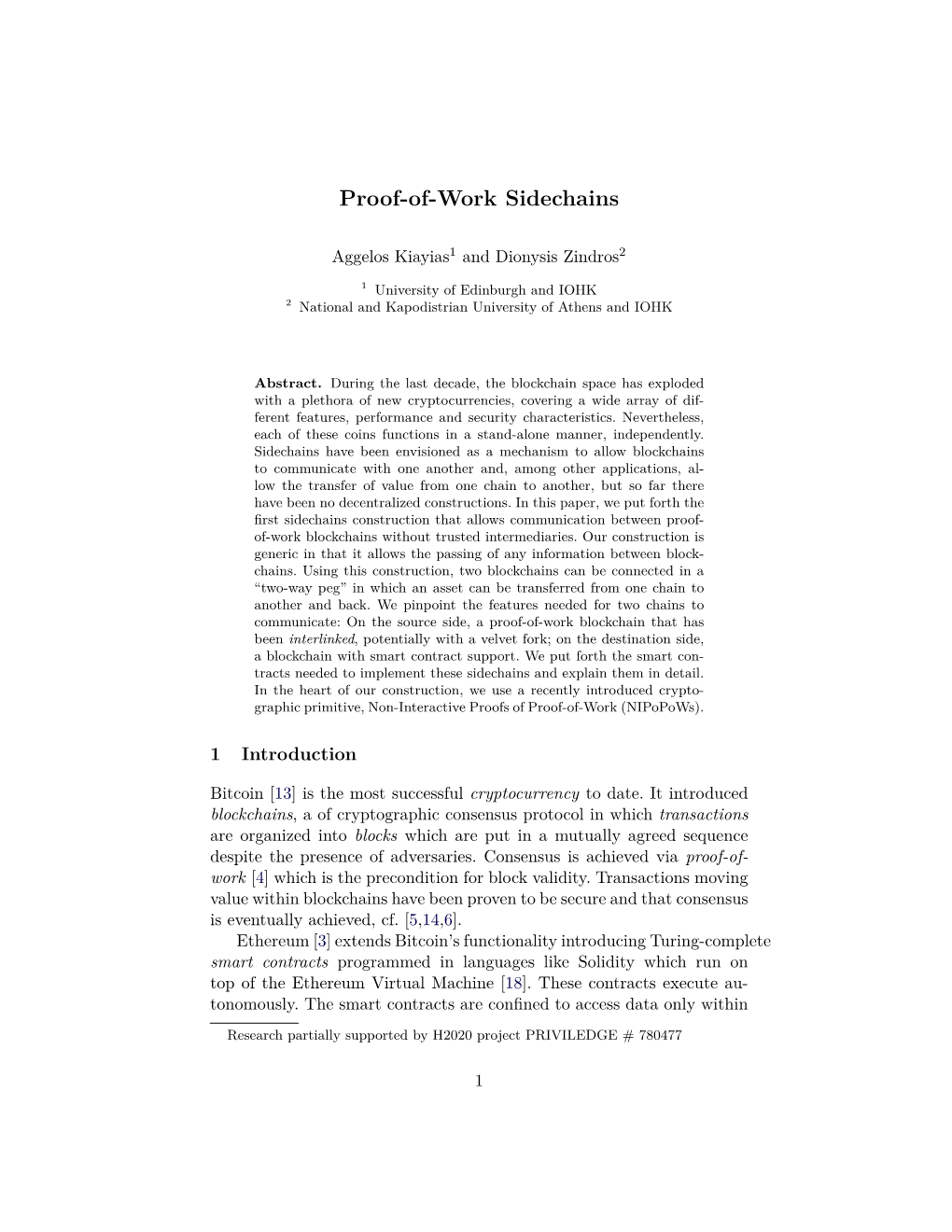 Proof-Of-Work Sidechains