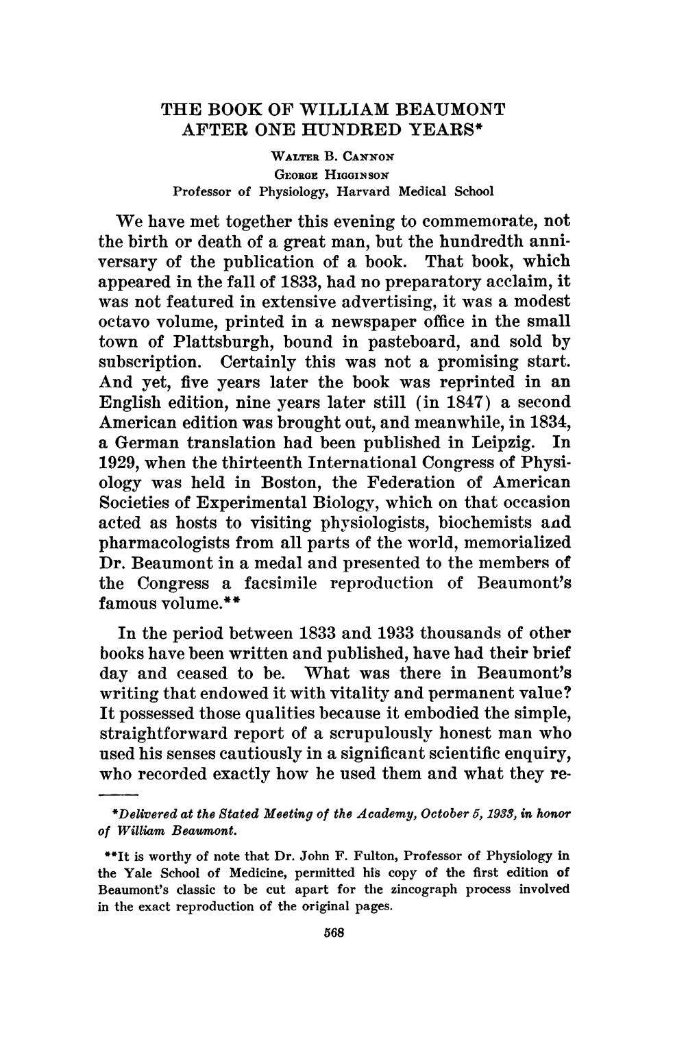 THE BOOK of WILLIAM BEAUMONT Was Not Featured in Extensive Advertising, It Was a Modest Subscription. Certainly This Was Not