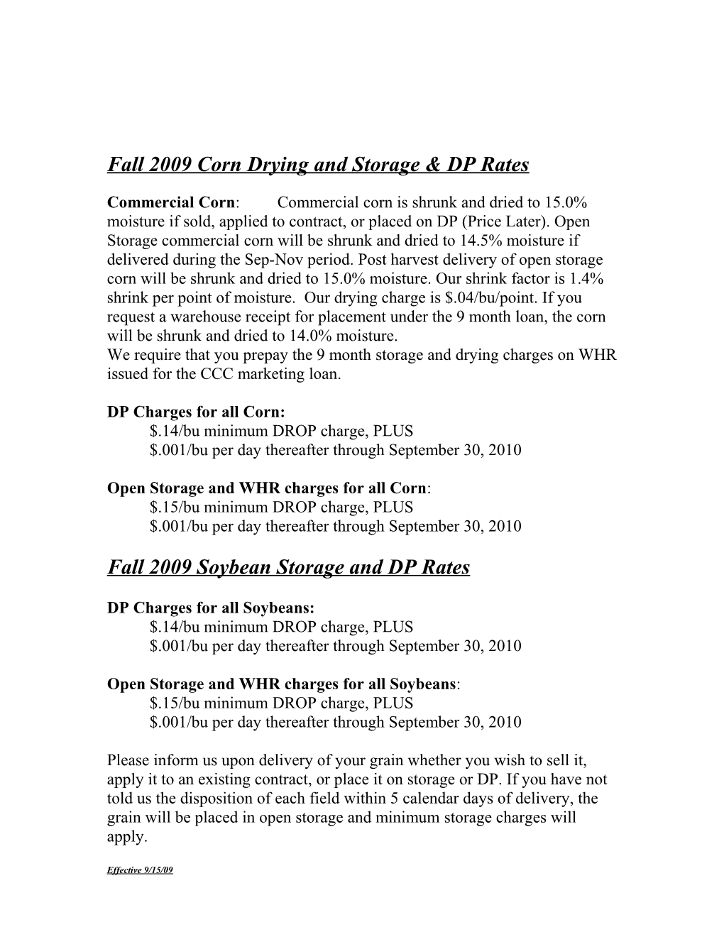 2002 Corn Drying and Storage Rates