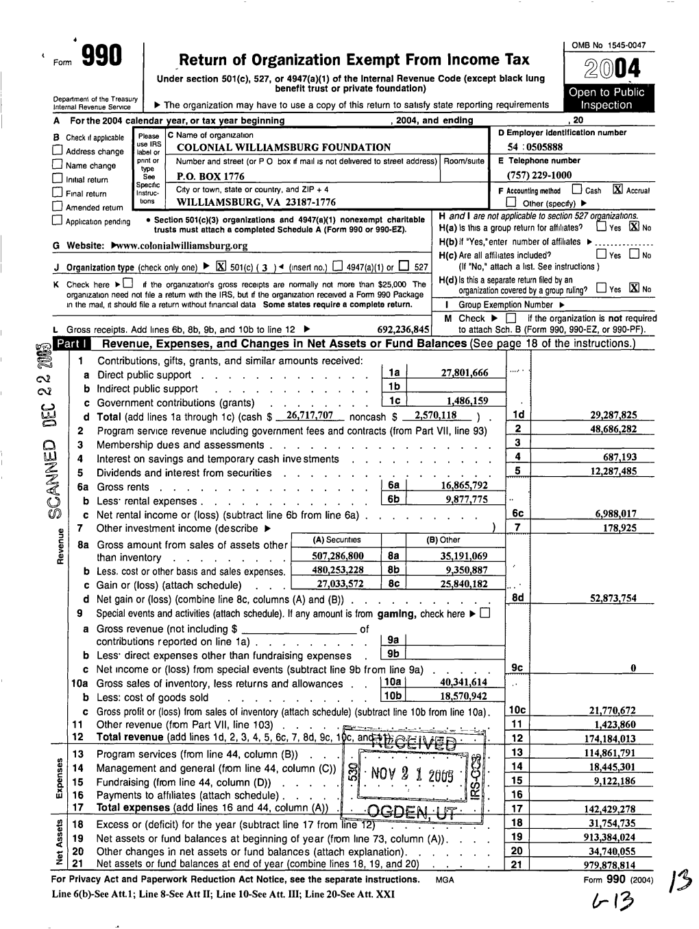 ` Form 990 .Return of Organization Exempt from Income Tax