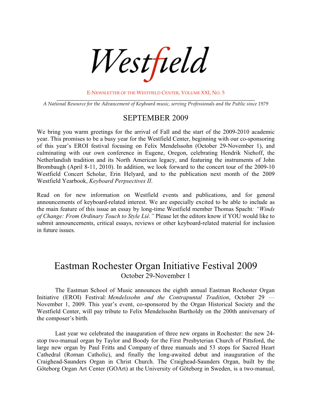 Westfield News Sept 09