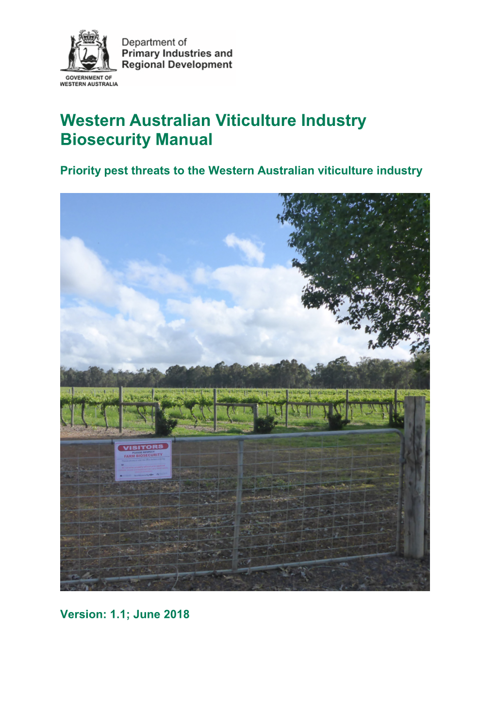 Western Australian Viticulture Industry Biosecurity Manual
