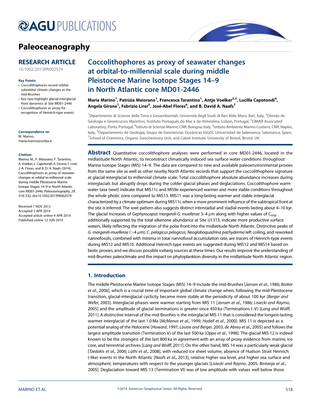 Coccolithophores As Proxy of Seawater Changes At