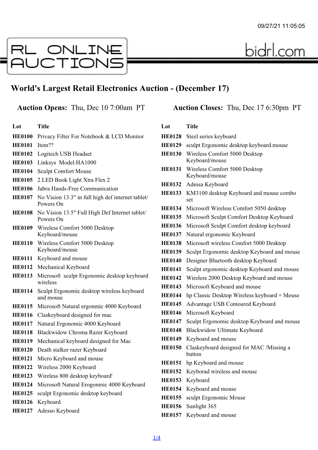 World's Largest Retail Electronics Auction - (December 17)