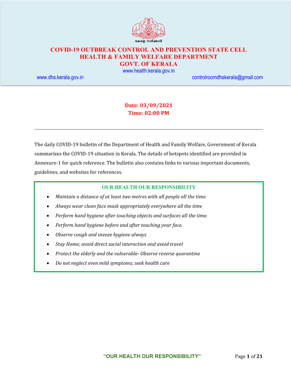 Covid-19 Outbreak Control and Prevention State Cell Health & Family